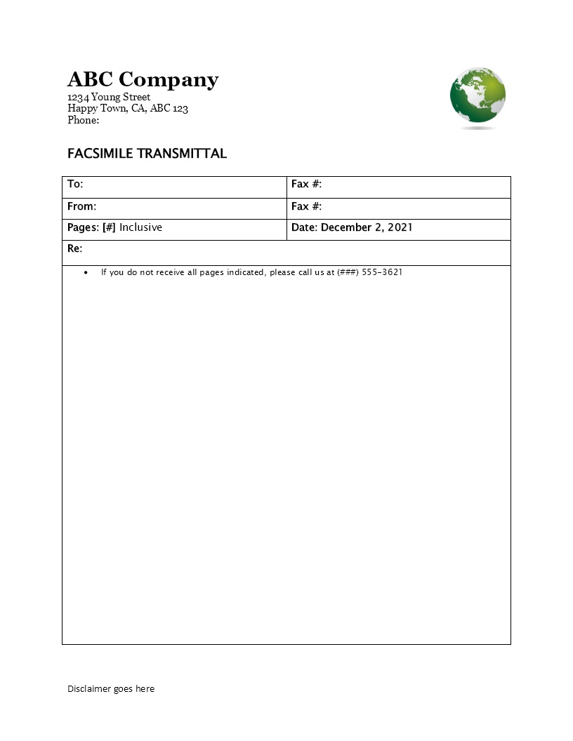 Business Fax Cover Sheet with Logo